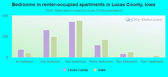 Bedrooms in renter-occupied apartments in Lucas County, Iowa