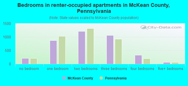 Bedrooms in renter-occupied apartments in McKean County, Pennsylvania