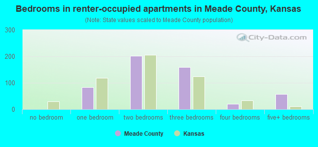 Bedrooms in renter-occupied apartments in Meade County, Kansas