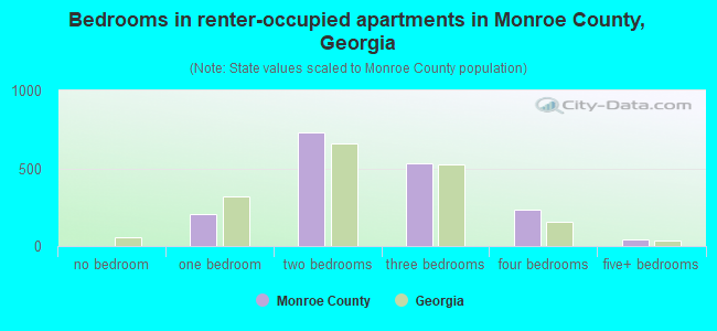 Bedrooms in renter-occupied apartments in Monroe County, Georgia
