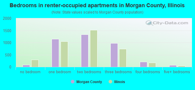 Bedrooms in renter-occupied apartments in Morgan County, Illinois