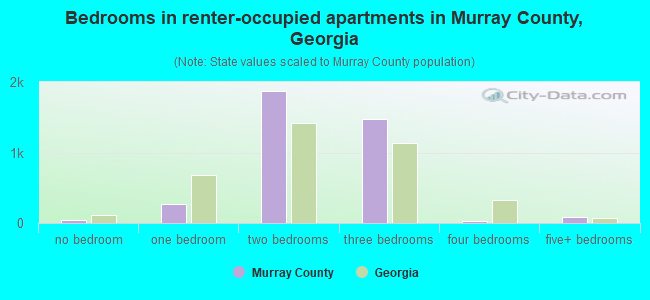 Bedrooms in renter-occupied apartments in Murray County, Georgia