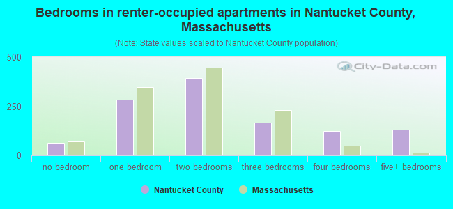 Bedrooms in renter-occupied apartments in Nantucket County, Massachusetts