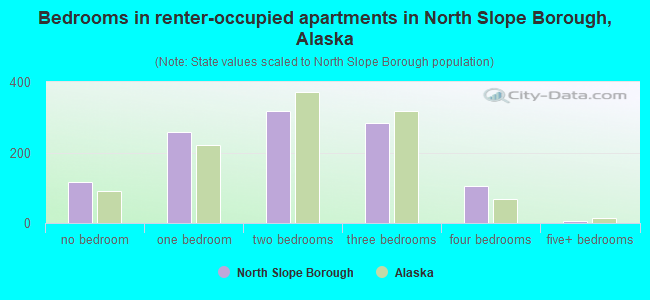 Bedrooms in renter-occupied apartments in North Slope Borough, Alaska