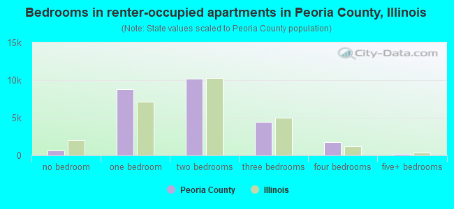 Bedrooms in renter-occupied apartments in Peoria County, Illinois