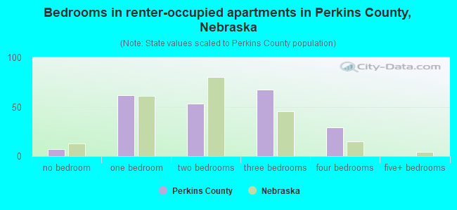 Bedrooms in renter-occupied apartments in Perkins County, Nebraska