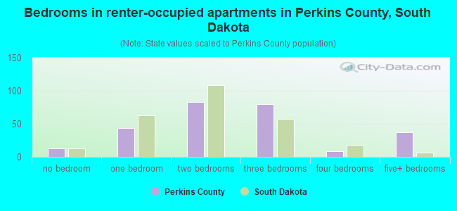 Bedrooms in renter-occupied apartments in Perkins County, South Dakota