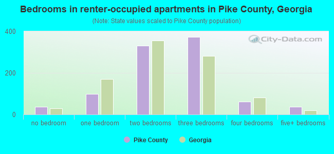 Bedrooms in renter-occupied apartments in Pike County, Georgia