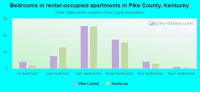 Bedrooms in renter-occupied apartments in Pike County, Kentucky
