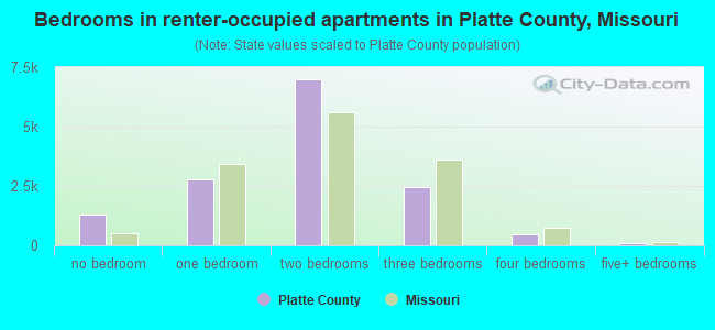Bedrooms in renter-occupied apartments in Platte County, Missouri