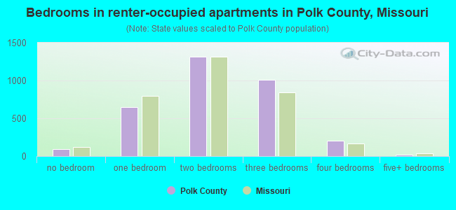 Bedrooms in renter-occupied apartments in Polk County, Missouri