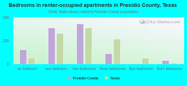 Bedrooms in renter-occupied apartments in Presidio County, Texas