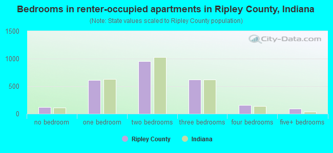 Bedrooms in renter-occupied apartments in Ripley County, Indiana