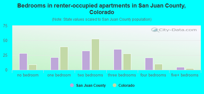 Bedrooms in renter-occupied apartments in San Juan County, Colorado