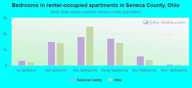 Bedrooms in renter-occupied apartments in Seneca County, Ohio