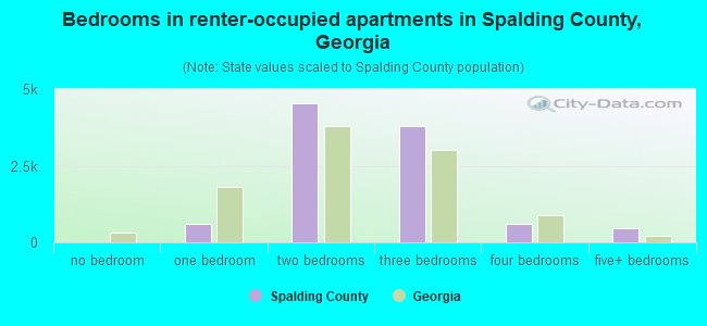 Bedrooms in renter-occupied apartments in Spalding County, Georgia
