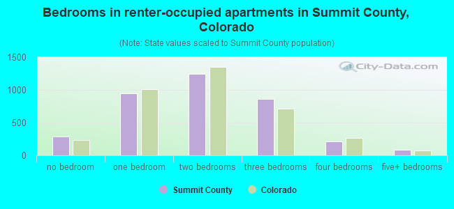 Bedrooms in renter-occupied apartments in Summit County, Colorado