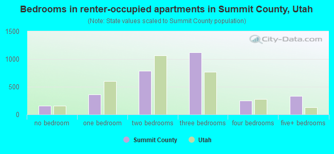 Bedrooms in renter-occupied apartments in Summit County, Utah