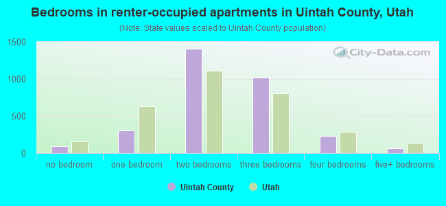 Bedrooms in renter-occupied apartments in Uintah County, Utah