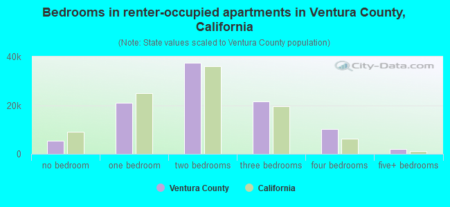 Bedrooms in renter-occupied apartments in Ventura County, California