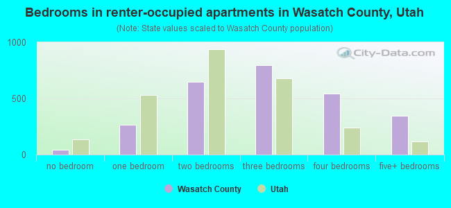 Bedrooms in renter-occupied apartments in Wasatch County, Utah