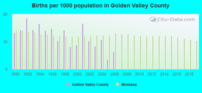 Births per 1000 population in Golden Valley County