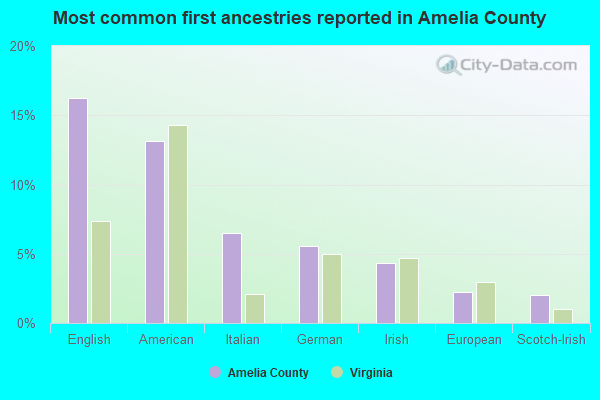 Most common first ancestries reported in Amelia County