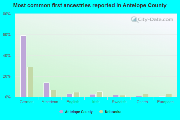 Most common first ancestries reported in Antelope County