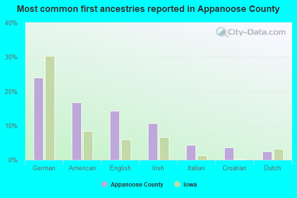 Most common first ancestries reported in Appanoose County