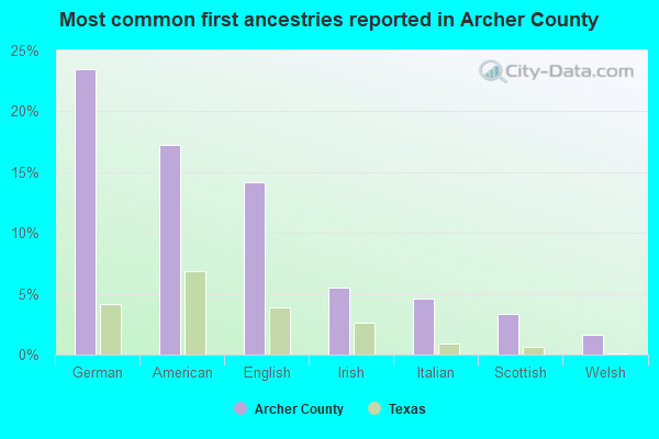 Most common first ancestries reported in Archer County