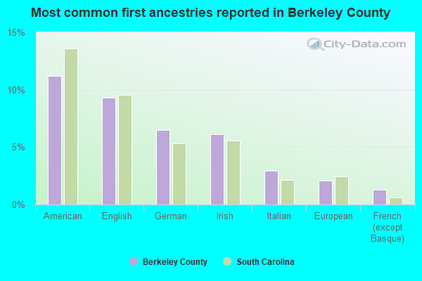 Most common first ancestries reported in Berkeley County