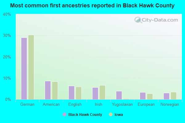 Most common first ancestries reported in Black Hawk County