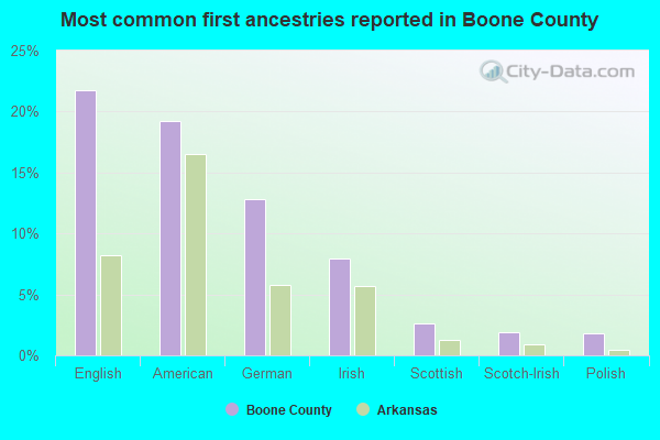 Most common first ancestries reported in Boone County