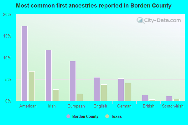 Most common first ancestries reported in Borden County