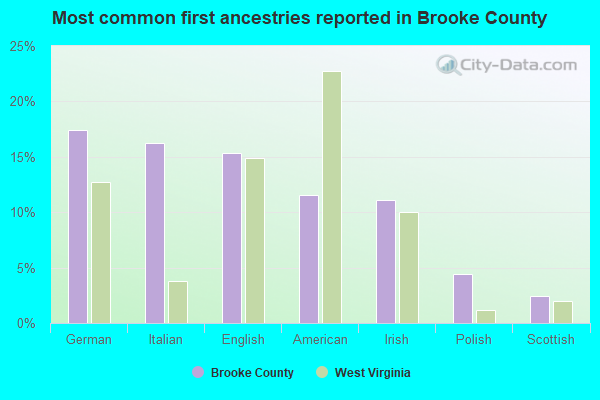 Most common first ancestries reported in Brooke County