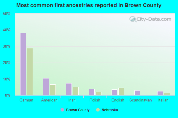 Most common first ancestries reported in Brown County