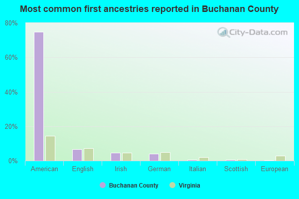Most common first ancestries reported in Buchanan County