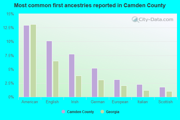 Most common first ancestries reported in Camden County