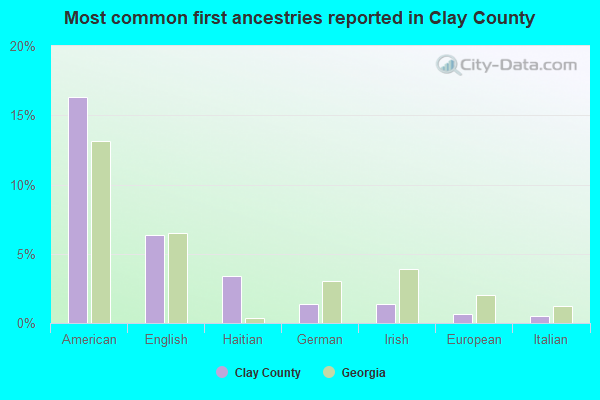 Most common first ancestries reported in Clay County