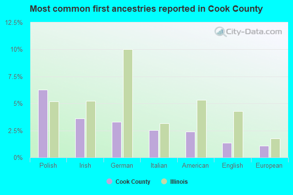 Most common first ancestries reported in Cook County