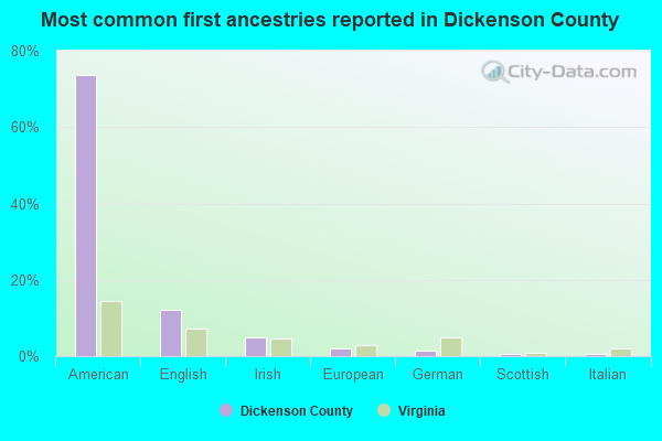 Most common first ancestries reported in Dickenson County