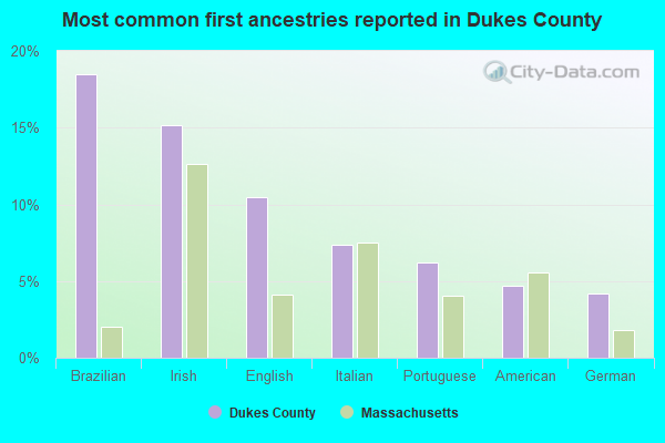 Most common first ancestries reported in Dukes County