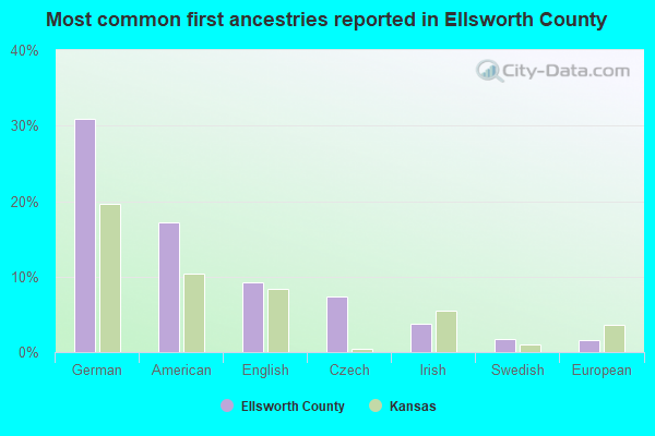 Most common first ancestries reported in Ellsworth County