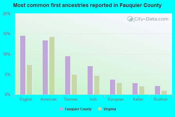 Most common first ancestries reported in Fauquier County