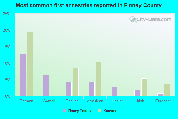 Most common first ancestries reported in Finney County