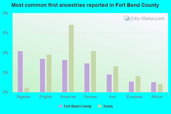 Most common first ancestries reported in Fort Bend County