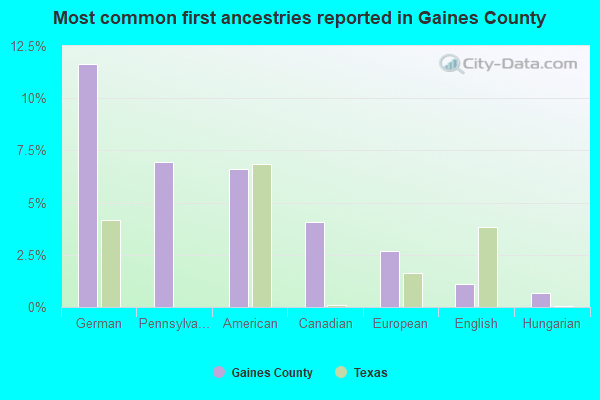 Most common first ancestries reported in Gaines County