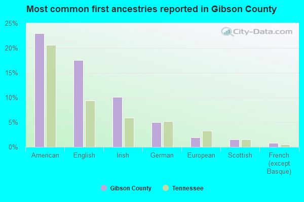 Most common first ancestries reported in Gibson County