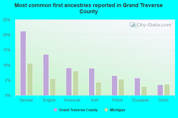 Most common first ancestries reported in Grand Traverse County