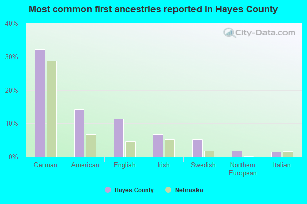 Most common first ancestries reported in Hayes County